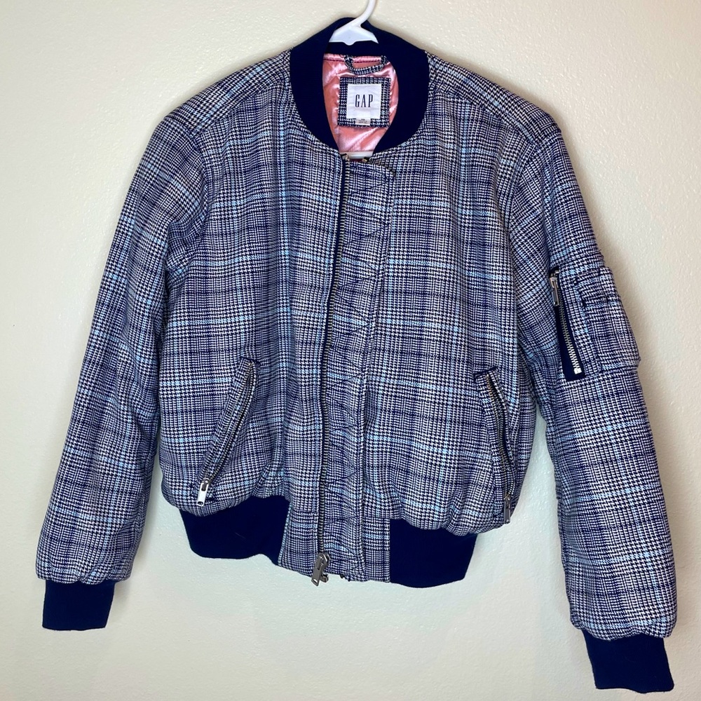 Blue Plaid Bomber Padded Gap Jacket